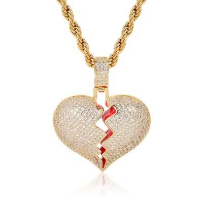 China FASHIONABLE hip hop crushing real gold plating heart-shaped pendant hip - plated hiphop couple necklace for sale