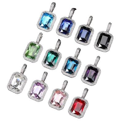 China Wholesale Fashion Hip Solid Square Hop Gemstone Color Explosion Accessories Necklace Pendant for sale