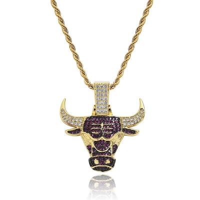 China Wholesale Fashionable Taurus Team Pendant Necklace Personalized Hiphop Bull Hip Hop Basketball Fan Gong Pendant for sale