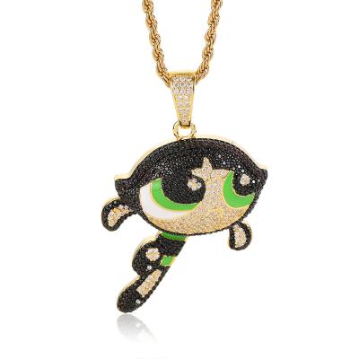 China FASHIONABLE Flying Female Policeman Animation Cartoon Mao Mao Gold Plating Pendant Micro - Hiphop Inlaid Necklace for sale