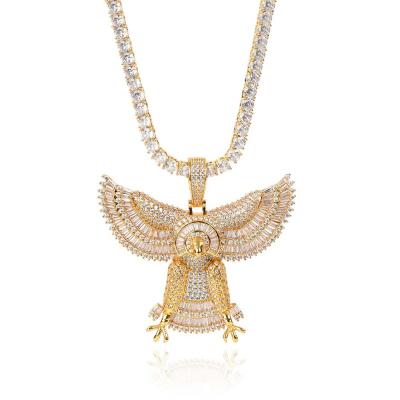 China FASHIONABLE hip hop micro - bossy mosaic animal eagle gold plating real hiphop necklace jewelry pendant wholesale for sale