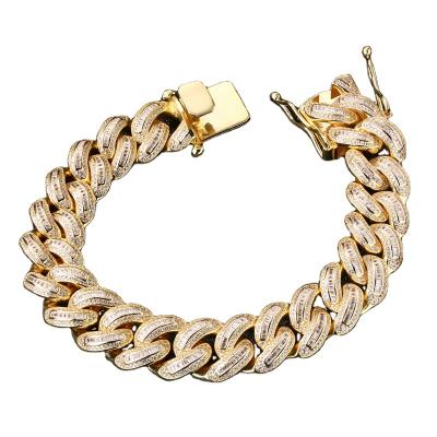 China Miami Cuban Link Custom Made 14K Gold Bangle Men's Silver Diamond 925 Cuban Bracelet for sale