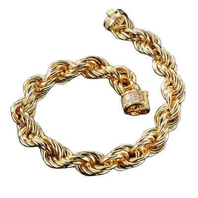 China AAAAA Environmental Friendly Iced Out Hip Hop Bracelet 14k Gold Filled 925 Sterling Silver Rope Bracelet Men Bracelets for sale