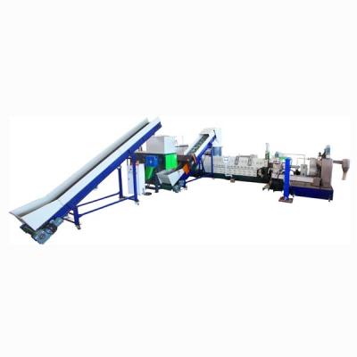 China 300kg/Hr Horizontal Plastic Pelletizing Recycling Machine Two Stage With Cutter Compactor for sale