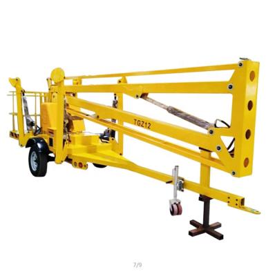 China Hotels 10-16m Trailer Telescopic Articulated Towable Boom Lift Cherry Picker Spider Lift for sale