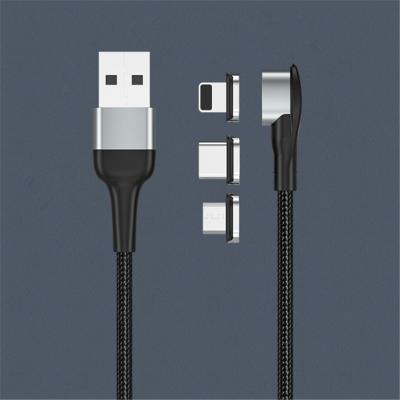 China Wholesale Fast Charging Speed ​​3 In 1 Connectors Usb Magnetic Cable Charging Cable For Smartphone 90 Degree Magnet Usb Cable for sale