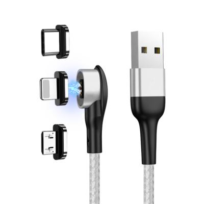 China Quick Charging Speed ​​1m/2M 90 Degree Magnetic LED Light Cable Mobile Phone 3A Magnetic Quick Elbow USB Charging Cable for sale