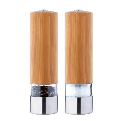 China 2021 Viable Hot Sale Adjustable Ceramic Core Salt and Pepper Mill Battery Operated Wooden Bamboo Electric Grinder for sale