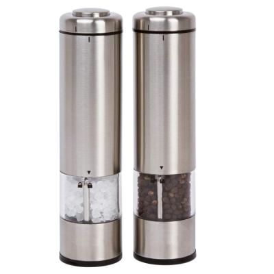 China Sustainable Kitchen Stainless Steel Coarse Electric Adjustable Salt And Pepper Mill Set With Light for sale