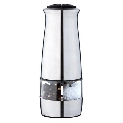 China 6 Battery Operated AAA Stainless Steel Sustainable Electric Pepper Grinder Salt Mill 2 in 1 Double Mill for sale