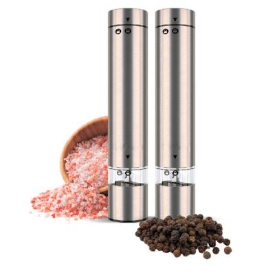 China Sustainable Premium Battery Operated Electric Salt and Pepper Mill Set Stainless Steel Grinder with Adjustable Coarseness for sale