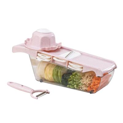 China Sustainable Fruit Slicer Plastic Vegetable Vegetable Cutter With Adjustable Stainless Steel Blades Onion Grater Slicer for sale