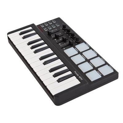 China Wholesale Price Mini Piano 25-Key USB Piano Keyboard and Drum Pad Pad Midi Controller Plastic Portable Keyboard for sale