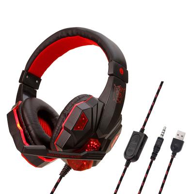 China Computer Gaming Headphones Over-Ear Headband Wired Gaming Headset With Microphone AUX+USB Port for sale