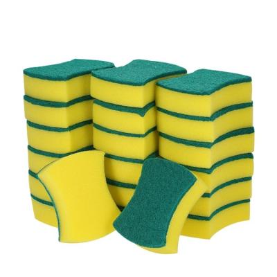 China 20pcs dishonest sponge scouring pads dish washing scrub sponge for kitchen garage bathroom H19683 for sale