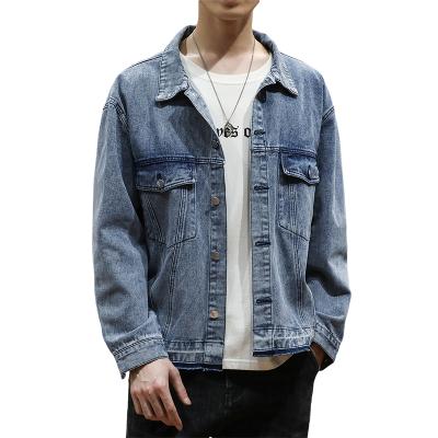 China QUICK DRY accept custom washed blue mens jackets jeans wholesales loose winter cotton thick button jacket denim men for sale