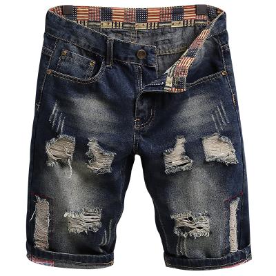 China Men's Distressed Hole Ripped Straight Men's QUICK DRY Summer Denim Half Jeans Jean Pants Casual Blue Jeans Shorts Hot for sale