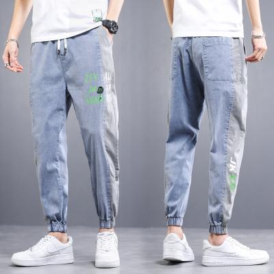 China Wholesale QUICK DRY Custom Summer Elastic Boy's Denim Pants Plus Size Loose Slim Cotton Jeans Men's Casual Pants Print for sale