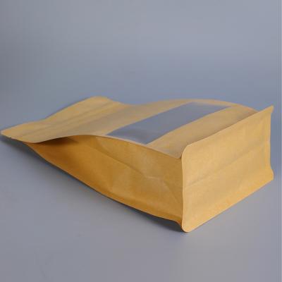 China New Arrival Biodegradable Zipper Stand Up Kraft Paper Bag With Window For Food for sale