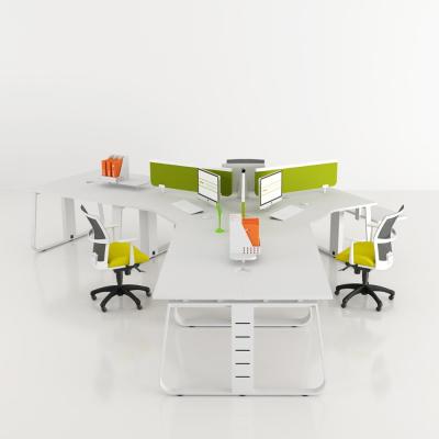 China PANEL Office Modern Open Workstation Modular Office 120 Degree Design For 3 Seat for sale