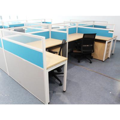 China Modern Modular High Quality Aluminum Profile Partition 6 People Office Cubicle Workstation for sale