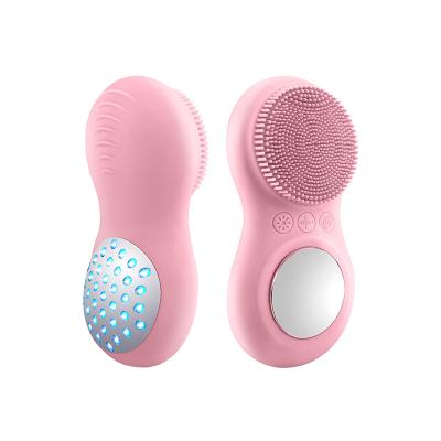 China Food Grade Silicone+ABS 3 IN1 Sonic Face Scrubber with Soft Heating Silicone Massage for Exfoliating Massage and Deep Cleansing (Pink) for sale