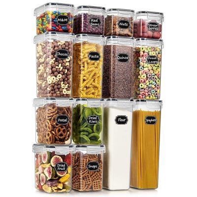 China Freshness Preservation 14pcs Canister Sets Fusilli Sugar Flour Brown Sugar Pasta Bean Peanut Marshmellow Oat Farfalle Container for sale