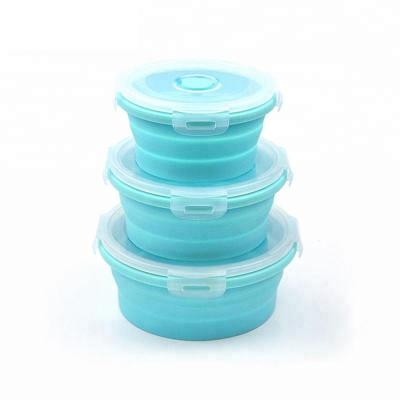 China China New Product Viable Silicone Folding Bento Box Collapsible Portable Lunch Box For Food Tableware Food Container Silicone Bowl for sale