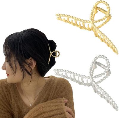 China Wholesale European and American style 18K gold plating hair claw clips simple geometric hairpins metal hair clips for sale