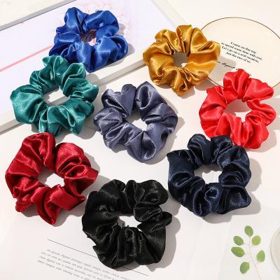 China Wholesale-custom women's elegant satin hair scrunchies European and American style fashion elastic colorful headband bands for sale