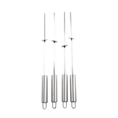 China Easily Cleaned Camping BBQ Tools BBQ Roasting Skewer Stainless Steel BBQ Spits 4pcs Set BBQ Forks for sale