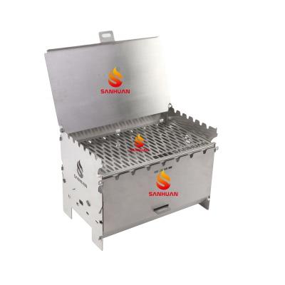 China Easily Assembled Foldable Gas BBQ Grill Stainless Steel SUS304 Charcoal Camping BBQ Detachable Grill SH004-A for sale