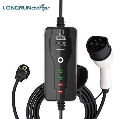 China IEC62196 Type - 2 Portable EV Fast Charger 16A 3.5KW Model 2 Portable Charger With Control Box for sale