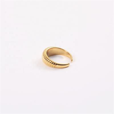 China CLASSIC Gold Color Vintage Check Ring Punk Hip Hop Style Simple Minimalist Stainless Steel Tire Shape Ring Women Jewelry Sister for sale