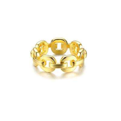 China Minimalist Circle Linked Chain Rings O Shape Gold Color Geometric Minimalist Rings Simplicity For Women Fashion Party Jewelry 2020 for sale