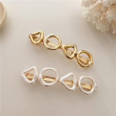 China Autumn Winter Metal Hairpin Simple Vintage ALLOY Spring Clip Geometric Gold Girl Women Fashion Hair Accessories for sale