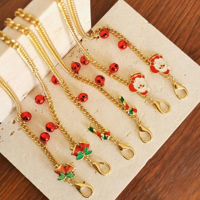 China GSOLD Christmas Series Festival TREND Santa Claus Cane Bell Charm Glasses Chain Gifts for Women Girls Eyewear Chain Fashion Jewelry for sale