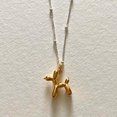 China FASHIONABLE Simple Fresh Cute Poodle Dog Charm Necklace Animal Poodle Puppy Pet Beaded Clavicle Chain Necklace Minimalist Pendant for sale