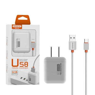 China Best Quality 2.1A Mobile Phone Fast Phone Charger Overcurrent Protection Charger+USB Mobile Data Cable For Smart Phone for sale