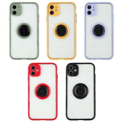 China With Ring Factory Price Anti Shock Magnetic Backing Cell Phone Case Accesorios Fundas Movil Mobile Phone Case With Support Ring Back Cover For Iphone 11 12 for sale