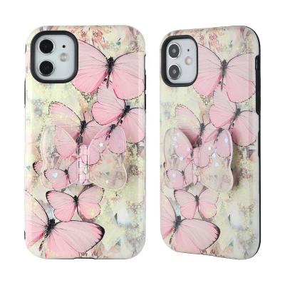 China Custom Epoxy Cell Phone Cases Accessories Shockproof TPU Cellphone Phone Cases With Invisible Bracket Fundas Celulares For Iphone for sale