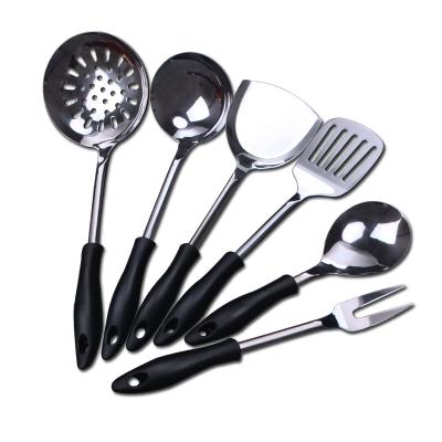 China Viable Plastic Kitchenware Stainless Steel Handle Shovel Shovel Soup Pocket Kitchen Cookware Set for sale