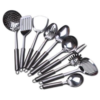 China Hot Sale 201 Stainless Steel Kitchenware Set Metal Kitchen Spatula Spoon Cookware Set Viable for sale