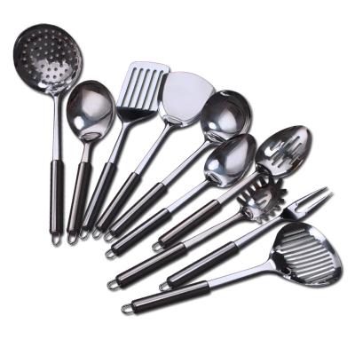 China Sustainable Stainless Steel Kitchen Utensil Metal Cooking Tool Kitchen Dish Soup Pocket Spatula Set for sale