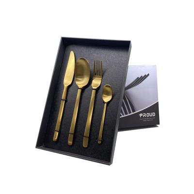 China New Viable Matte Gold Plated Stainless Steel Flatware Set Royal Kitchen Fork Spoon Knife Cutlery Set for sale