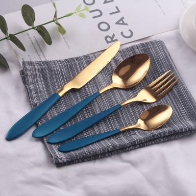 China Sustainable Knife Fork Spoon Set Silverware Reusable Flatware Gold Plated Stainless Steel Cutlery Set for sale