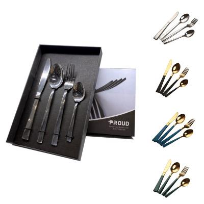 China Viable Hot Sale Gold Plated Knife Fork Spoon Set Stainless Steel Flatware Silverware Set for sale