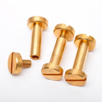 China Custom Brass Pan M3 M4 M5 Stainless Steel Slotted Fastener Male Female Screws Leather Screws Threaded Rivets Post Screw for sale