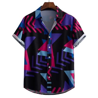 China Baeybe2022 foreign trade anti-shrink border fashion casual geometric print men's digital shirt for sale