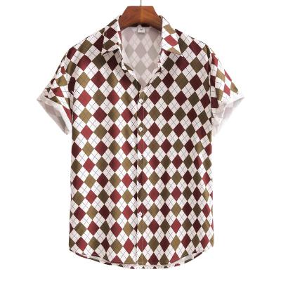 China Baeybe2022 fashion Hong Kong border commercial style anti-shrinkage casual men's plaid digital shirt for sale